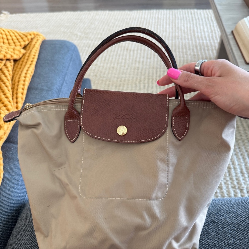 Longchamp Tan and Brown mini Tote Bag